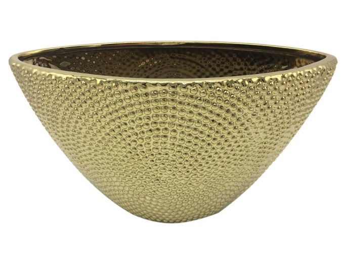 The Midnight Noir Textured Metallic Gold Ceramic Pot