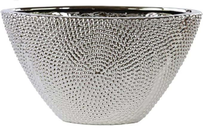 The Midnight Noir Textured Silver Ceramic Pot